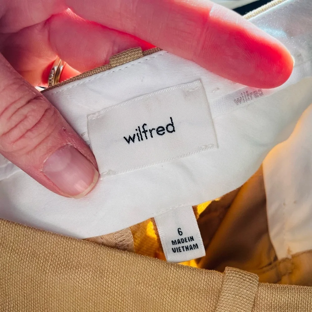 Wilfred Free Tan Khaki High Waisted Linen Blend Trousers